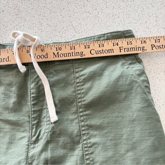 Loft Womens Size 6 Cotton Spandex Seaside Cropped Pant Sage Green Drawstring - Picture 10 of 14